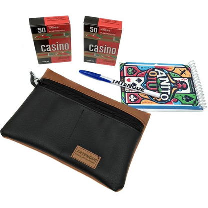 2 Decks Spanish Playing Cards with Exclusive Leather Case, Score Notepad & Pen